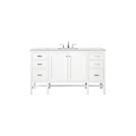 James Martin Vanities Addison 60in Single Vanity, Glossy White w/ 3 CM Ethereal Noctis Top E444-V60S-GW-3ENC
